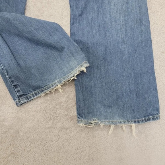 Y2K Old Navy's Boot-Cut Mens Jeans 36x30 Blue Ripped hem JCT - Picture 8 of 9